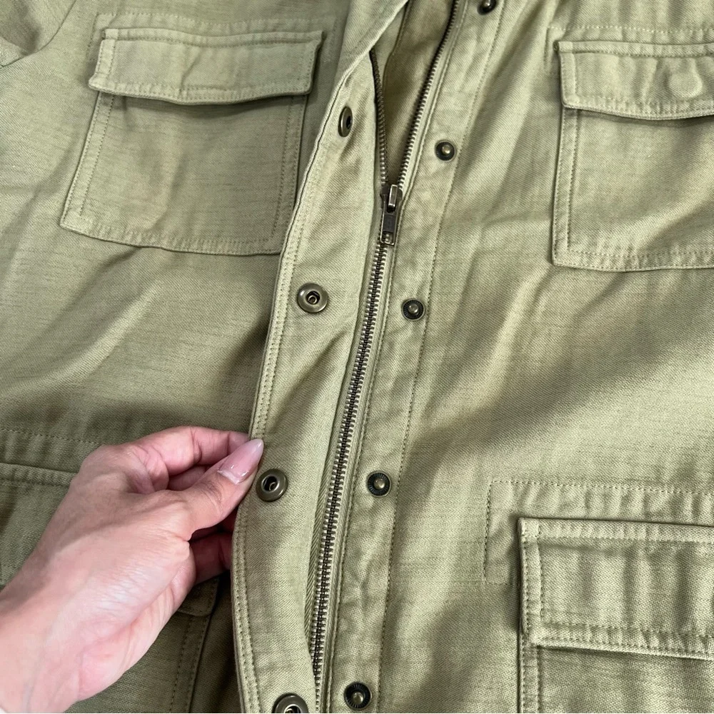 J. Crew Military Jacket Women’s Large Green Garment Dyed Zip Up C4